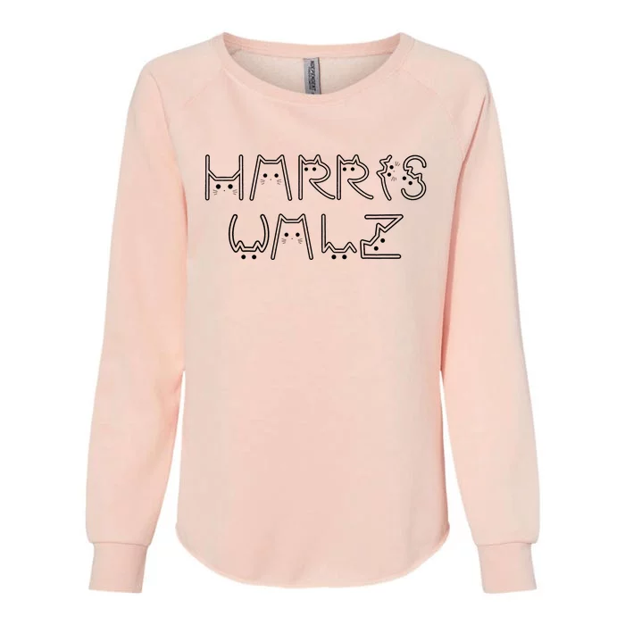 Kamala Harris Tim Walz Waltz Cat Letter Font Design 2024 Womens California Wash Sweatshirt