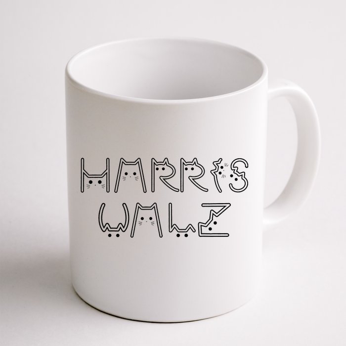 Kamala Harris Tim Walz Waltz Cat Letter Font Design 2024 Front & Back Coffee Mug