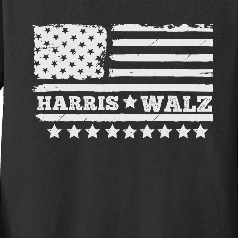 Kamala Harris Tim Walz Waltz Kids Long Sleeve Shirt