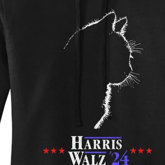 Kamala Harris Tim Walz 2024 Cat Profile For Cat Ladies Women's Pullover Hoodie