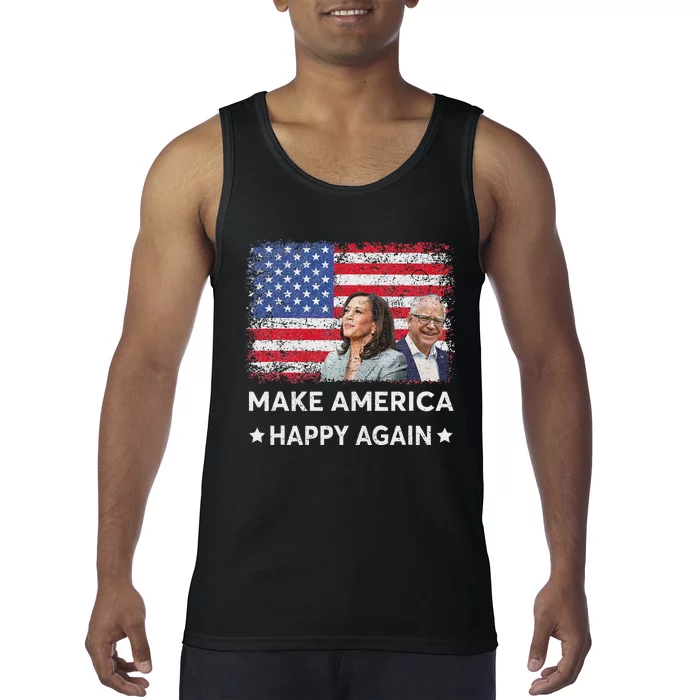 Kamala Harris Tim Waltz Walz 2024 Make America Happy Again Tank Top