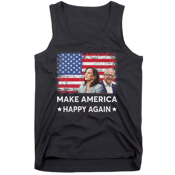 Kamala Harris Tim Waltz Walz 2024 Make America Happy Again Tank Top