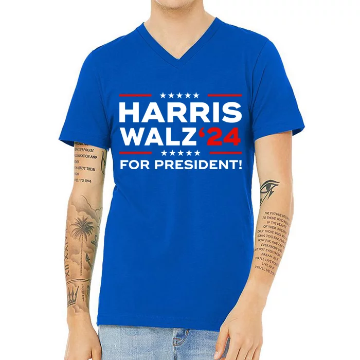 Kamala Harris Tim Waltz 2024 Harris Waltz Election Campaign Funny Gift V-Neck T-Shirt