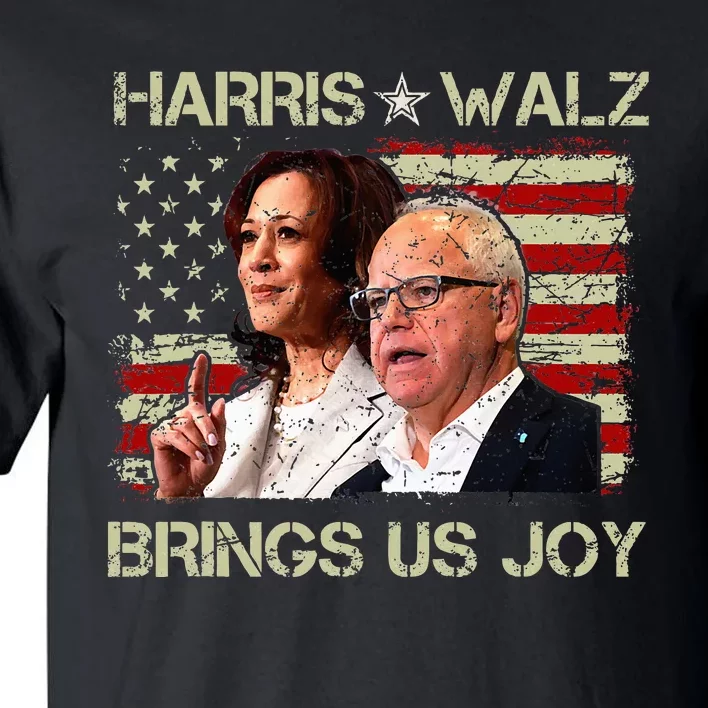 Kamala Harris Tim Walz Waltz Brings Us Joy American Flag Tall T-Shirt