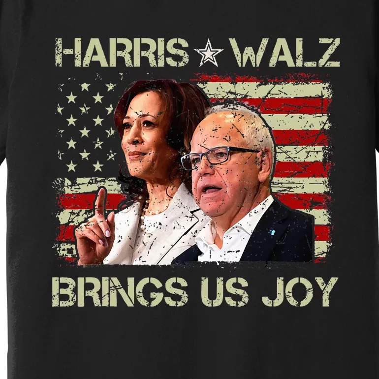 Kamala Harris Tim Walz Waltz Brings Us Joy American Flag Premium T-Shirt