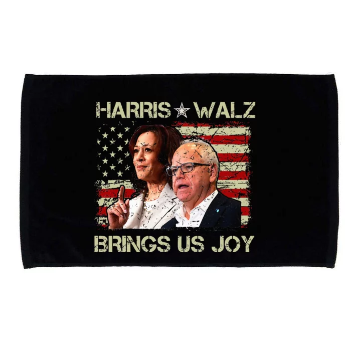 Kamala Harris Tim Walz Waltz Brings Us Joy American Flag Microfiber Hand Towel