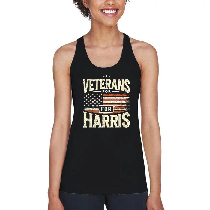 Kamala Harris Us Flag Veterans For Harris 2024 Military Vets Gift Women's Racerback Tank