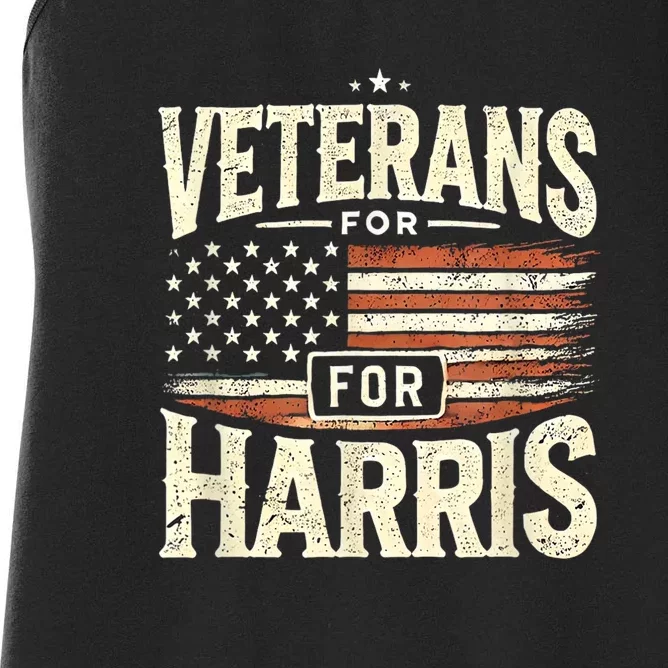 Kamala Harris Us Flag Veterans For Harris 2024 Military Vets Gift Women's Racerback Tank