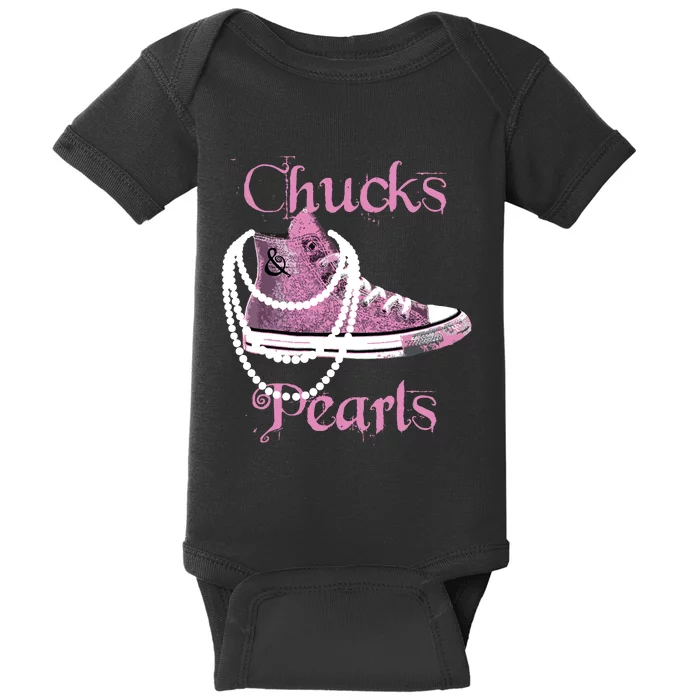 Kamala Harris Vice President Chucks And Pearls Baby Bodysuit