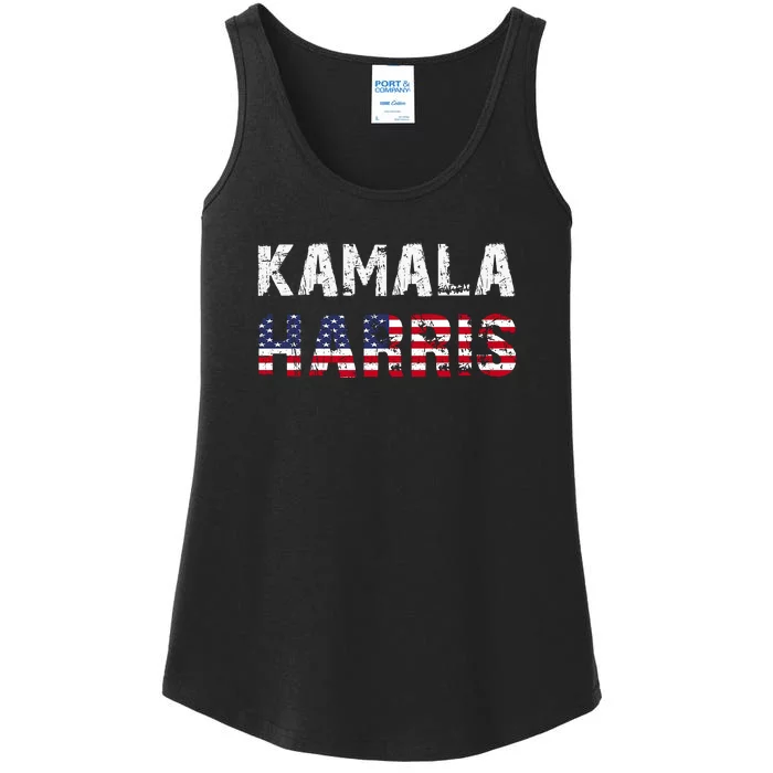 Kamala Harris | Vote 2024 America Flag Usa Ladies Essential Tank