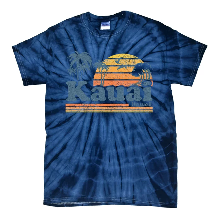 Kauai Hawaii Vintage Beach Summer Surfing 70s Retro Hawaiian Tie-Dye T-Shirt