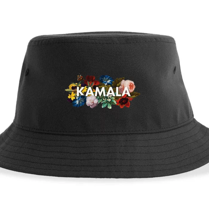 Kamala Harris Vintage Floral Feminine First Female President Sustainable Bucket Hat