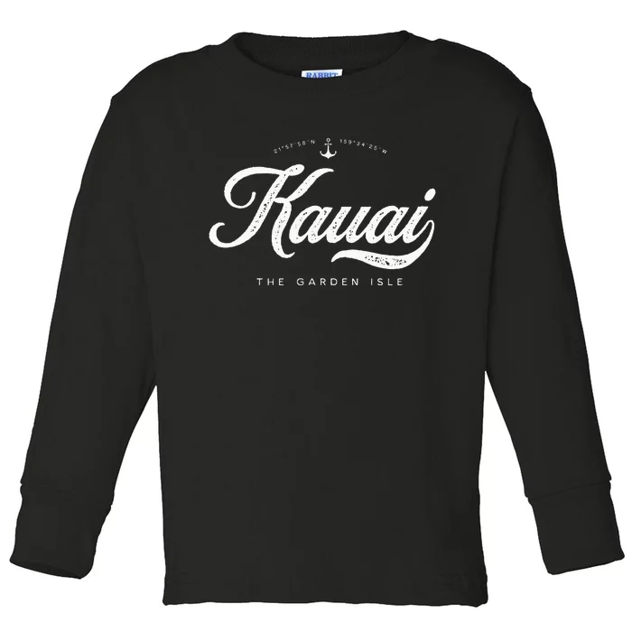 Kauai Hawaii Vintage Retro Toddler Long Sleeve Shirt