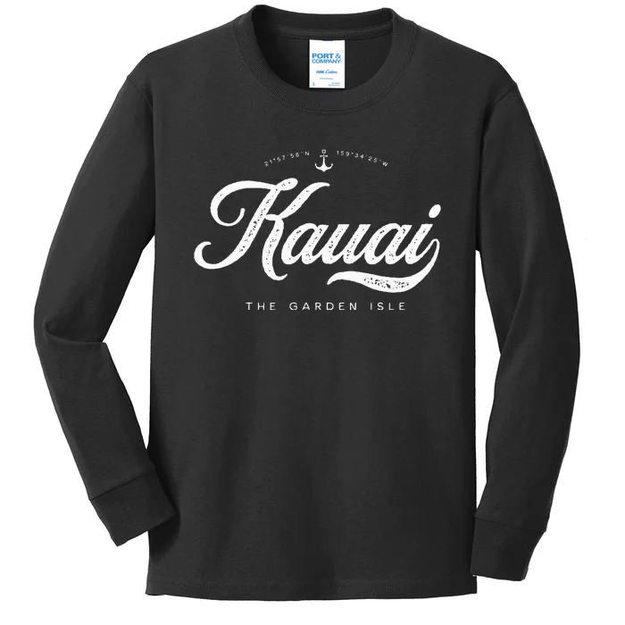 Kauai Hawaii Vintage Retro Kids Long Sleeve Shirt