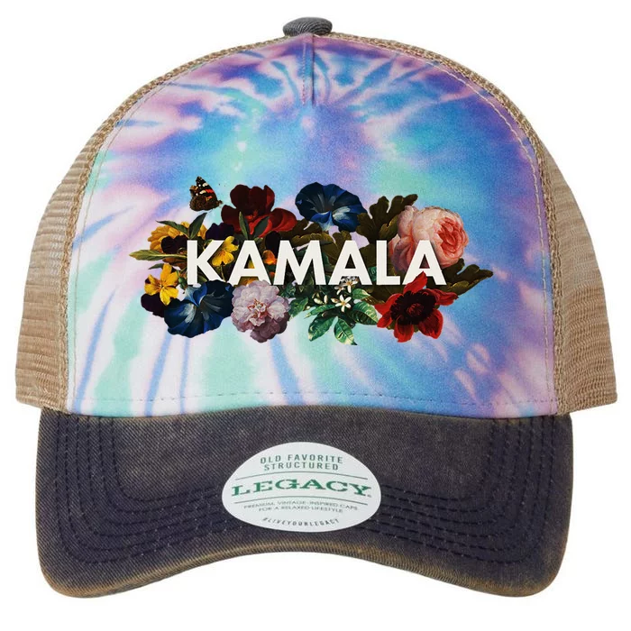 Kamala Harris Vintage Floral Feminine First Female President Legacy Tie Dye Trucker Hat