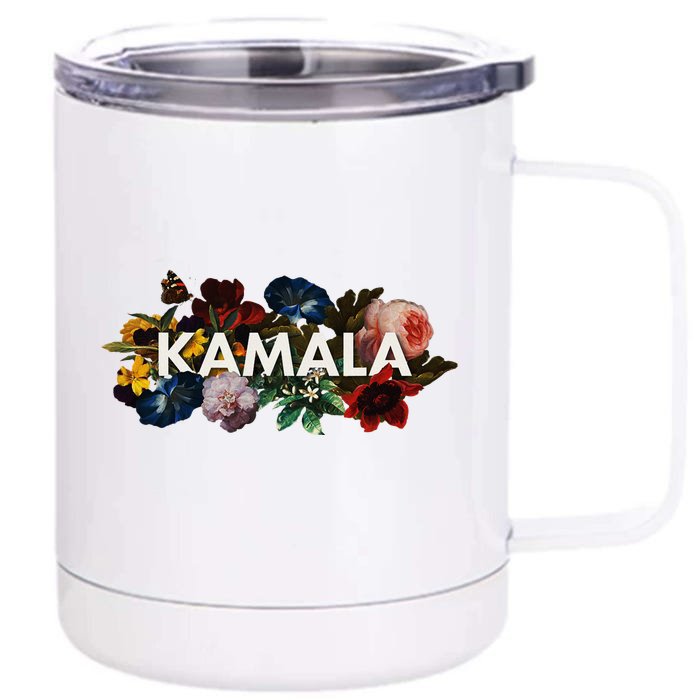 Kamala Harris Vintage Floral Feminine First Female President Front & Back 12oz Stainless Steel Tumbler Cup