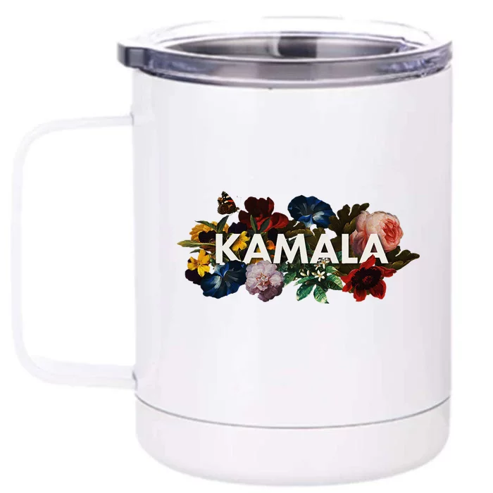 Kamala Harris Vintage Floral Feminine First Female President Front & Back 12oz Stainless Steel Tumbler Cup