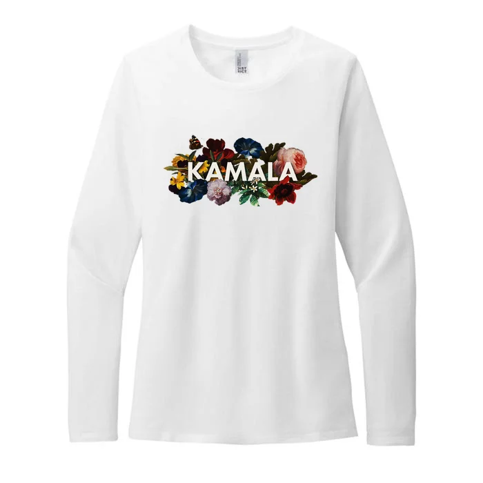 Kamala Harris Vintage Floral Feminine First Female President Womens CVC Long Sleeve Shirt