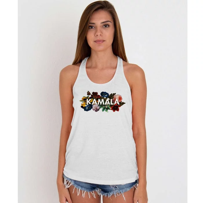 Kamala Harris Vintage Floral Feminine First Female President Women's Knotted Racerback Tank