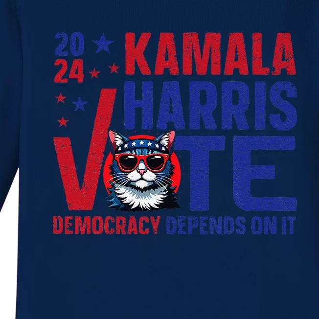 Kamala Harris Vote Democracy Depends On It Baby Long Sleeve Bodysuit