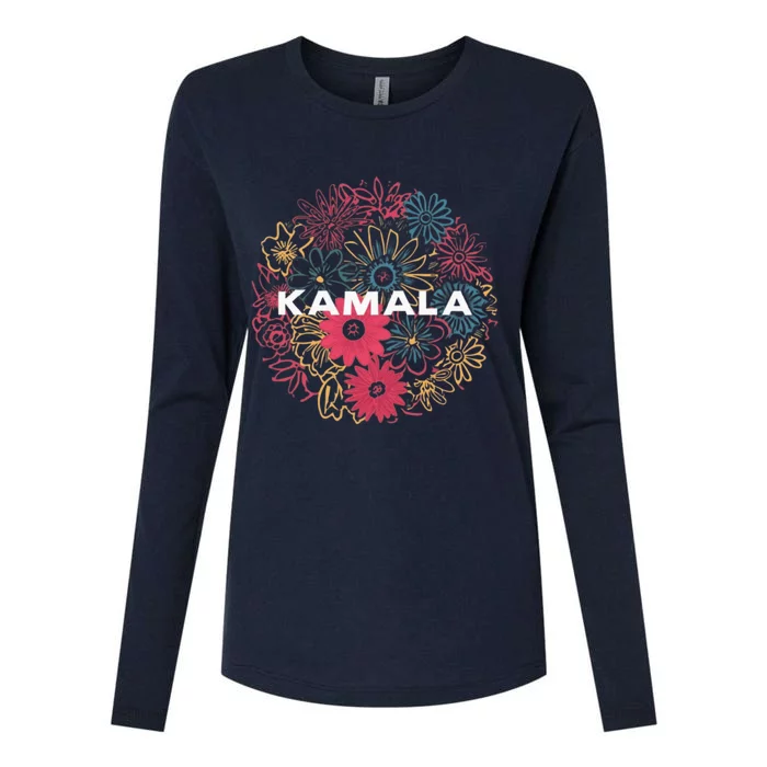 Kamala Harris Vintage Floral Feminine First Female President Womens Cotton Relaxed Long Sleeve T-Shirt