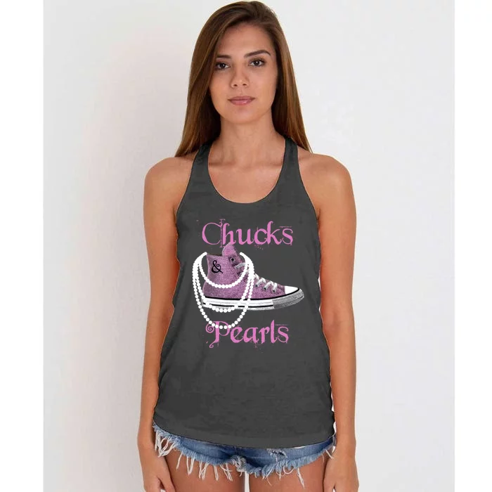 Kamala Harris Vice President Chucks And Pearls Women's Knotted Racerback Tank