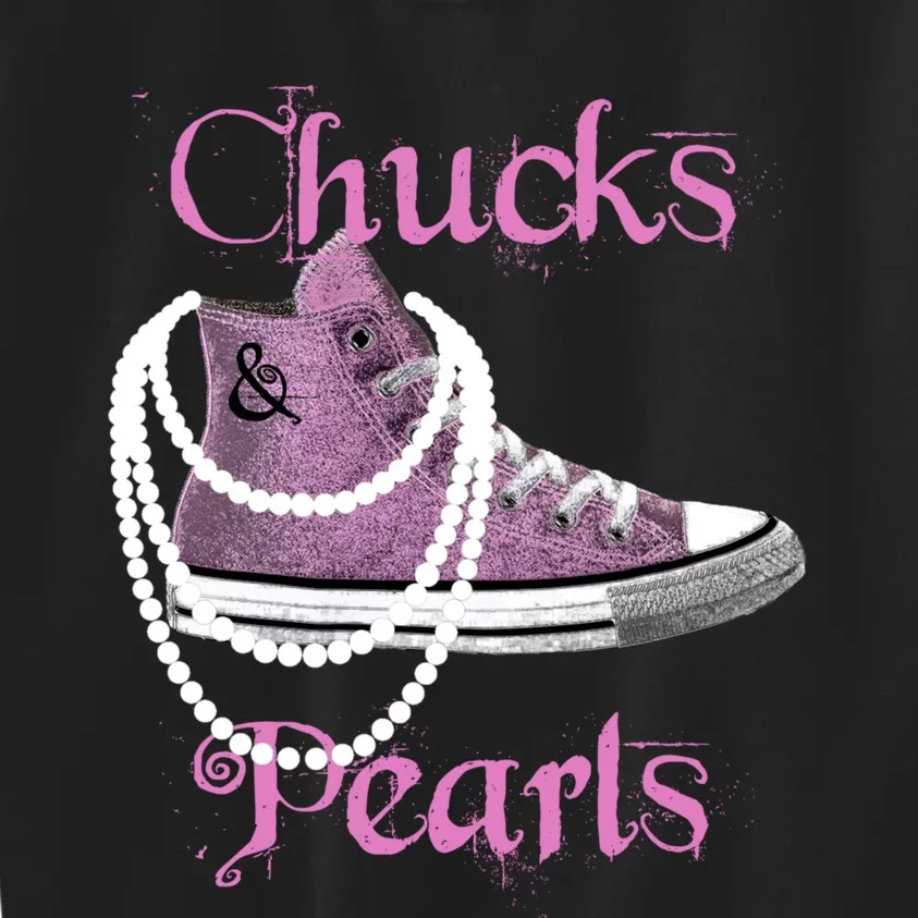 Kamala Harris Vice President Chucks And Pearls Kids Sweatshirt