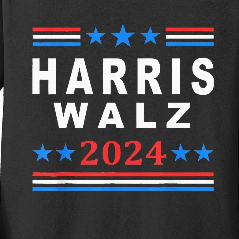 Kamala Harris Vs Tim Walz Election 2024 Kids Long Sleeve Shirt