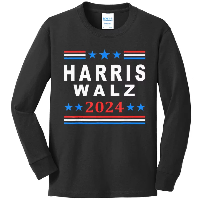 Kamala Harris Vs Tim Walz Election 2024 Kids Long Sleeve Shirt