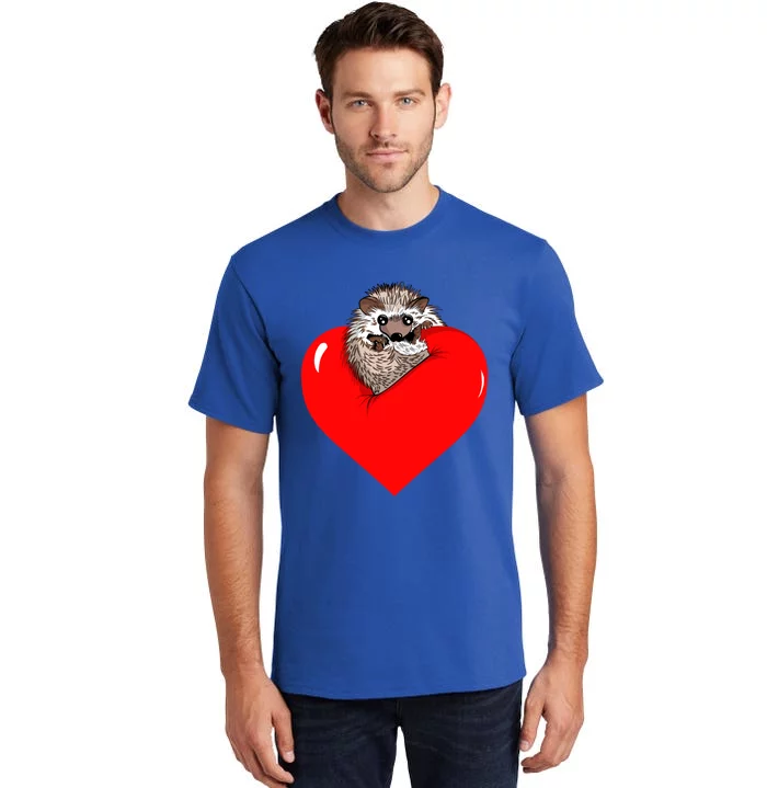 Kawaii Hedgehog Valentine's Day Heart Hug Graphic Gift Tall T-Shirt