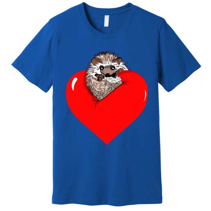 Kawaii Hedgehog Valentine's Day Heart Hug Graphic Gift Premium T-Shirt