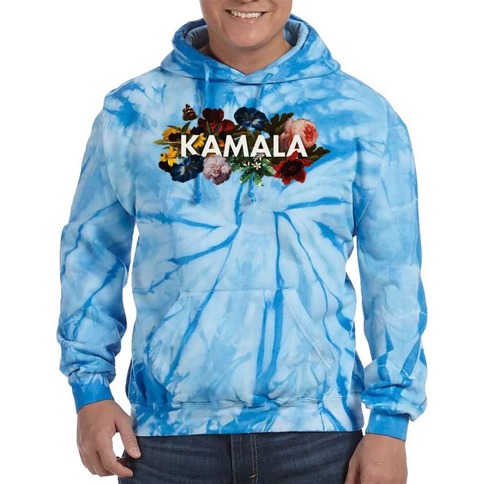 Kamala Harris Vintage Floral Feminine First Female President Tie Dye Hoodie