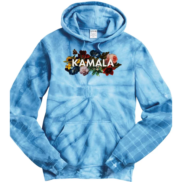 Kamala Harris Vintage Floral Feminine First Female President Tie Dye Hoodie