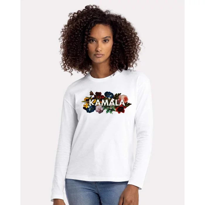 Kamala Harris Vintage Floral Feminine First Female President Womens Cotton Relaxed Long Sleeve T-Shirt