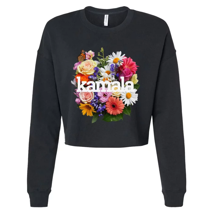 Kamala Harris Vintage Floral Feminine Leadership Design Cropped Pullover Crew