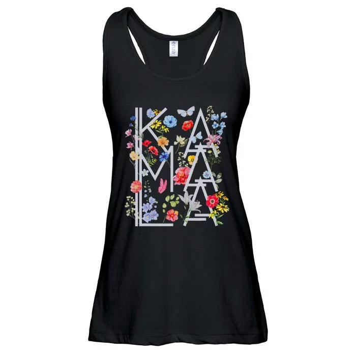 Kamala Harris Vintage Floral Feminine First Female President Gift Ladies Essential Flowy Tank