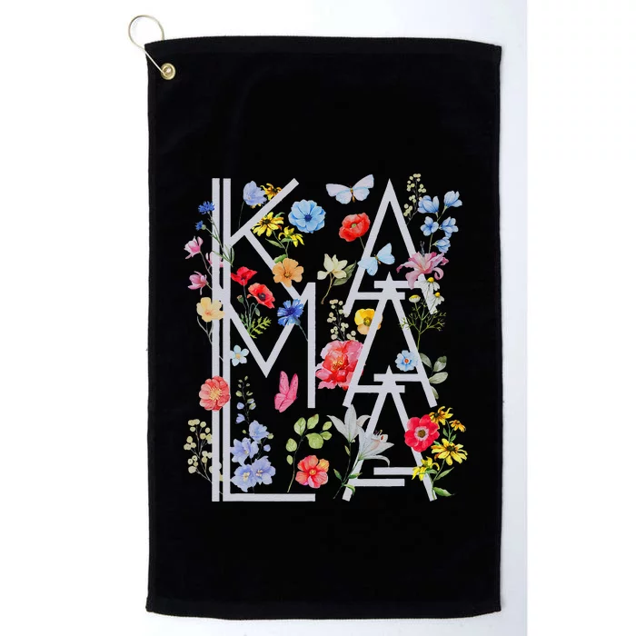 Kamala Harris Vintage Floral Feminine First Female President Gift Platinum Collection Golf Towel