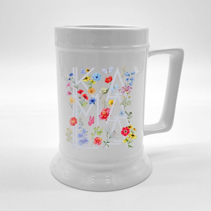 Kamala Harris Vintage Floral Feminine First Female President Gift Front & Back Beer Stein