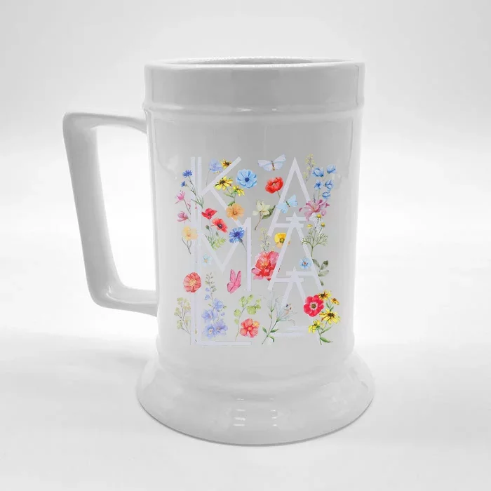 Kamala Harris Vintage Floral Feminine First Female President Gift Front & Back Beer Stein