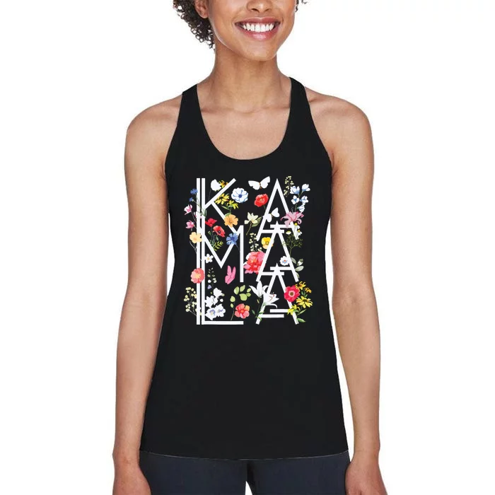 Kamala Harris Vintage Floral Feminine First Female President Women's Racerback Tank