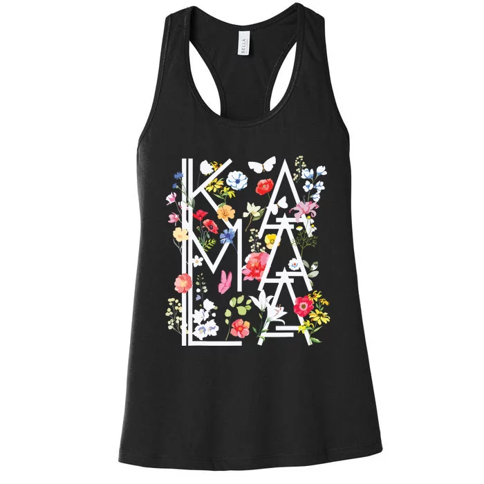 Kamala Harris Vintage Floral Feminine First Female President Women's Racerback Tank