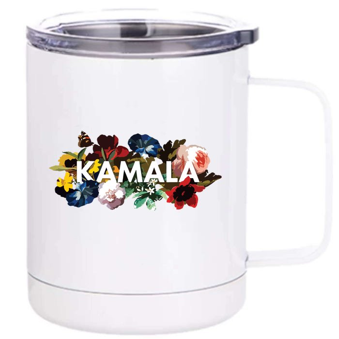 Kamala Harris Vintage Floral Feminine First Female President Front & Back 12oz Stainless Steel Tumbler Cup