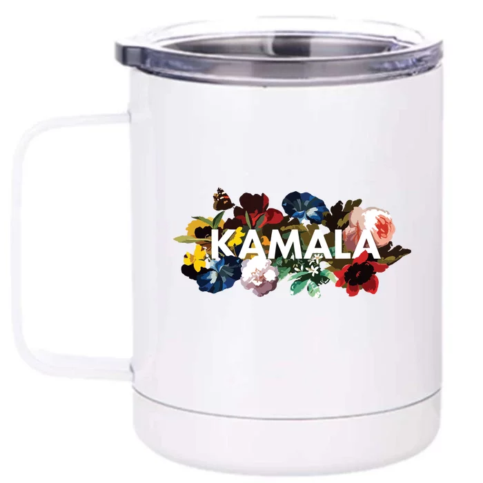 Kamala Harris Vintage Floral Feminine First Female President Front & Back 12oz Stainless Steel Tumbler Cup