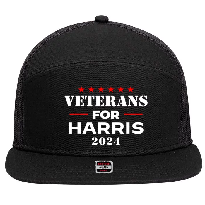 Kamala Harris Veteran Usa Veterans For Harris 2024 Gift 7 Panel Mesh Trucker Snapback Hat