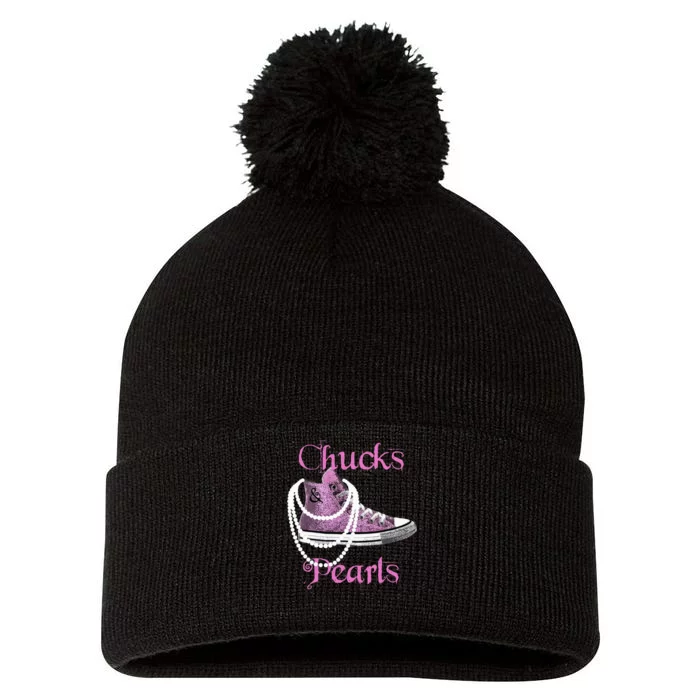 Kamala Harris Vice President Chucks And Pearls Pom Pom 12in Knit Beanie