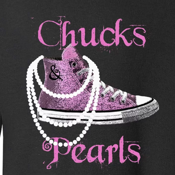 Kamala Harris Vice President Chucks And Pearls Toddler Sweatshirt