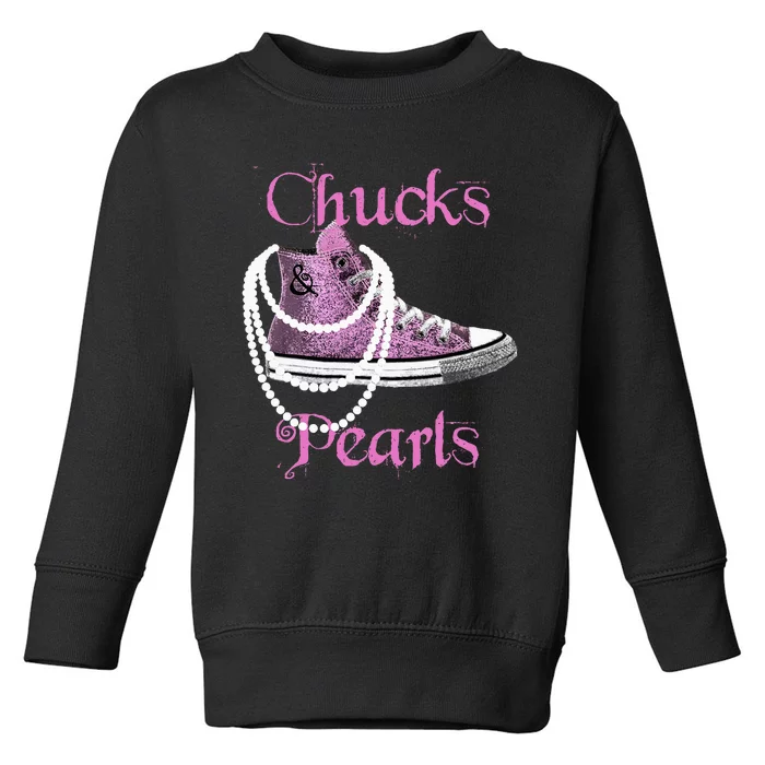 Kamala Harris Vice President Chucks And Pearls Toddler Sweatshirt