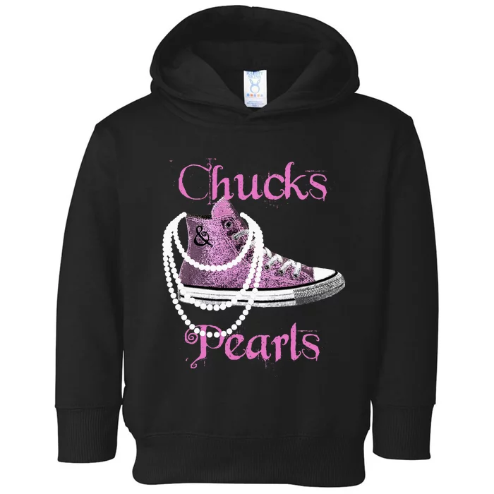 Kamala Harris Vice President Chucks And Pearls Toddler Hoodie