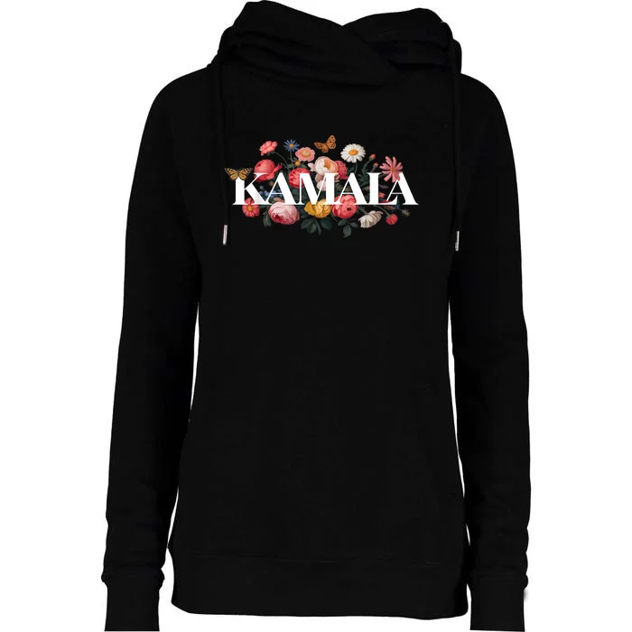 Kamala Harris Vintage Floral Feminine Leadership Design Womens Funnel Neck Pullover Hood