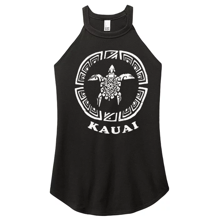 Kauai Hawaii Vintage Retro Tribal Turtle Vacation Women’s Perfect Tri Rocker Tank